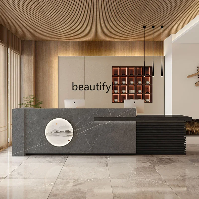 Hotel lobby information desk Company front   New Chinese classical reception   Beauty salon checkout page Service desk