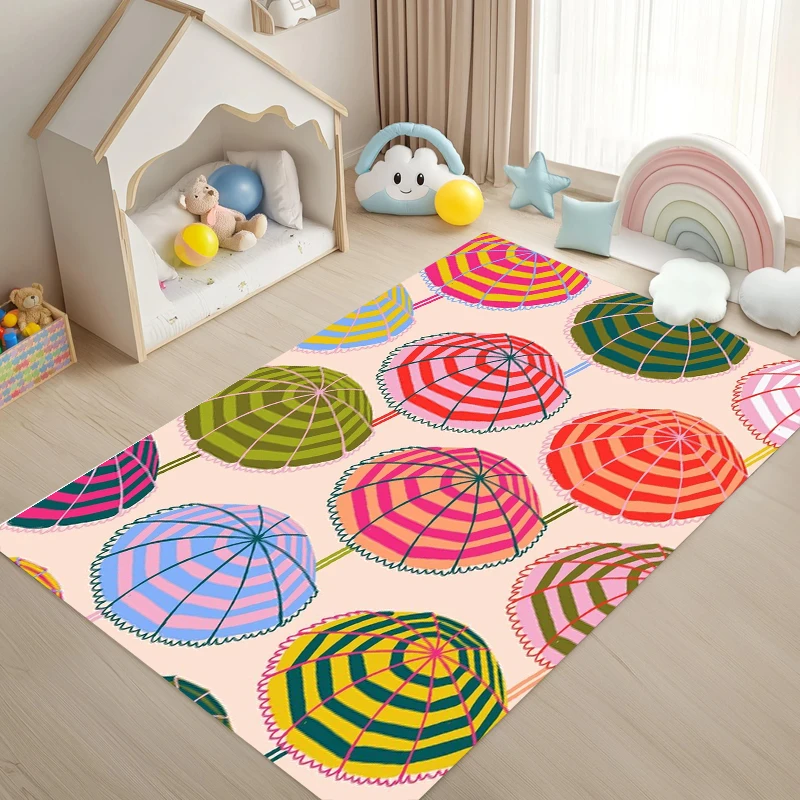Colorful Geometric Printed Carpet Personalized Umbrella Printed Carpet Living Room Bedroom Kitchen Entrance Door Mat