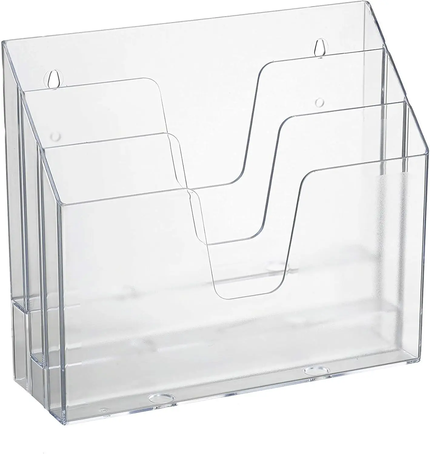 Horizontal Triple File Folder Holder Organizer (Clear Crystal Color)