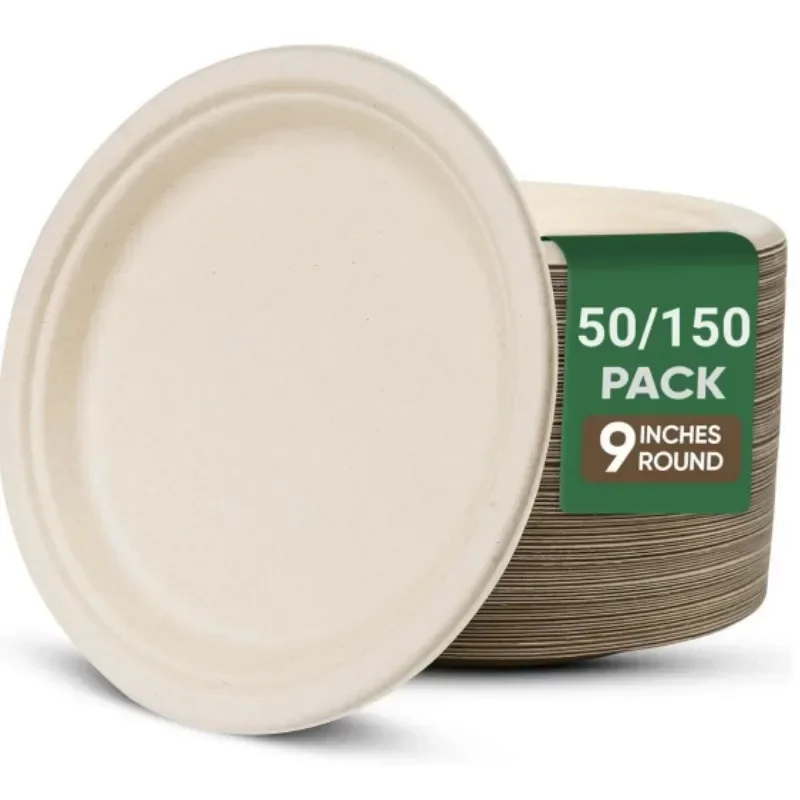 Paper Plates 9/7/6 Inches Disposable Plates For Party 100% Compostable Plate Microwavable Paper Plate Bulk 50PCS 100PCS