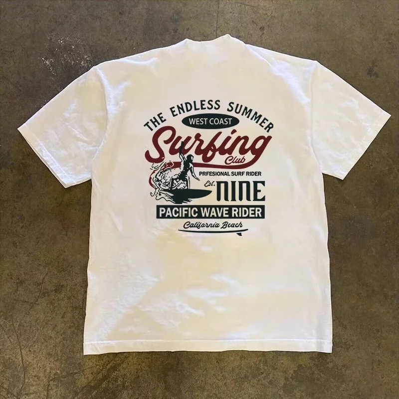 Loose Fit Cotton T-Shirt Unisex Short Sleeve Double Thread American Retro Style for Couples Men Women Summer Casual Wear