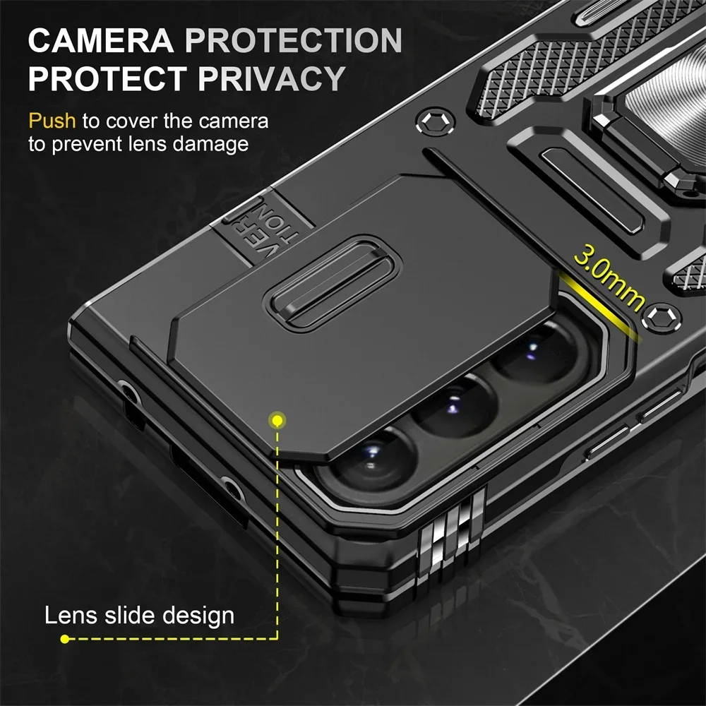 Rugged Hybrid Armor Magnetic Car Mount Ring Bracket Phoen Case for Samsung Z Fold 7 6 5 Anti-shock Slide Camera Protector Cover - view 2