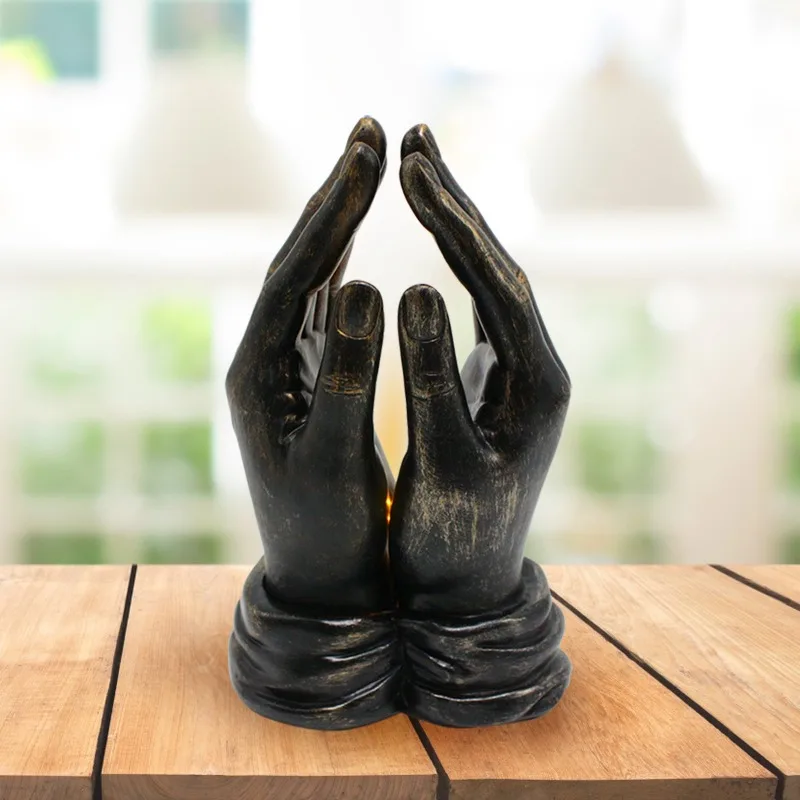 Creative Ten Hand Resin Ornament Vertical Two Hand Prayer Sculpture Handicraft Decoration Home Ornament