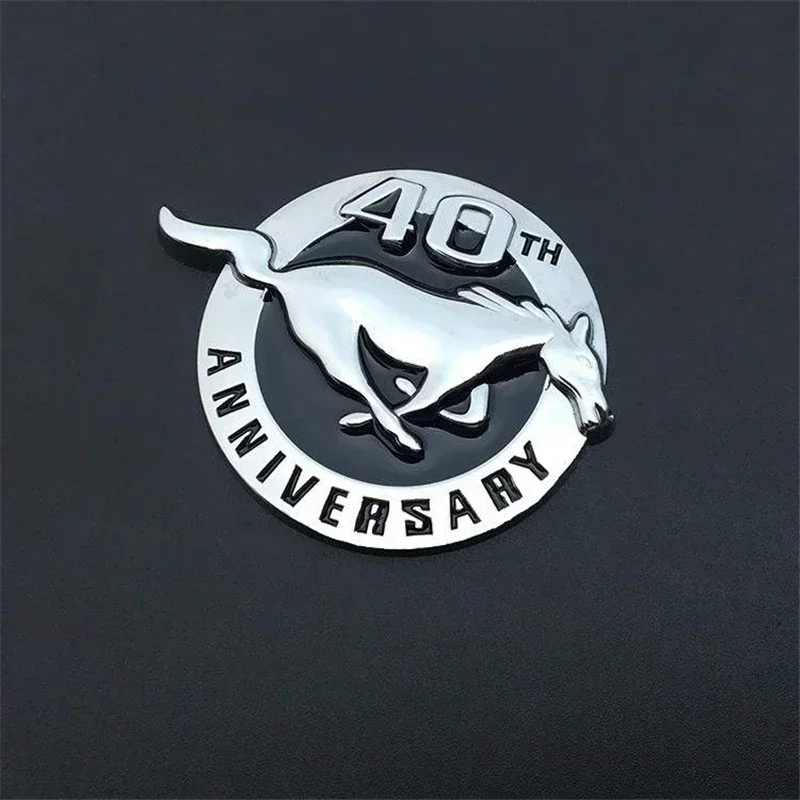 Car Accessories 8X7CM Running Horse 40TH ANNIVERSARY Logo Emblem Metal Badge Rear Turnk Car Sticker for Ford Mustang Shelby GT - view 5