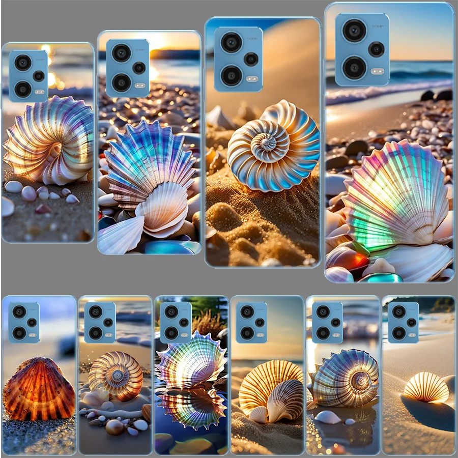 Gleaming Shells Gracing the Sand Case for Redmi Note 12 Pro 11 Pro Plus 12S 11S 11T 11E 10 5G 10S 9S 9T 9 8T 8 7 Phone TPU Clear