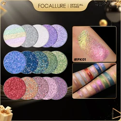 FOCALLURE Portable Chameleon Single Eyeshadow Shimmer Diamond Metal High Pigmented Eye Shadow Powder Palette Makeup Cosmetics