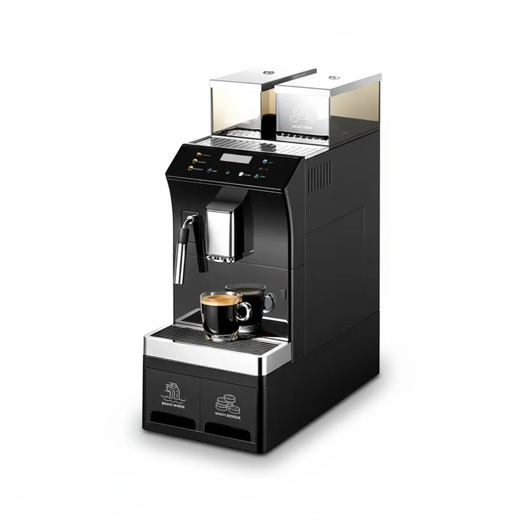 

Automatic Espresso Coffee Machine, Italian Style Commercial Cappuccino Maker, 475x254x605mm, CE, for Small Business, Office Use