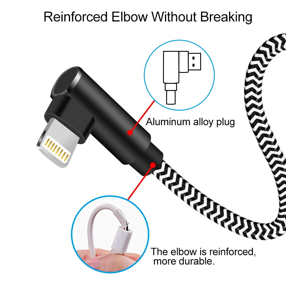 كابل USB C سريع الشحن 2.4 أمبير معتمد من MFI - سلك USB-A إلى Lightning متوافق مع Apple iPhone 14 13 12 11 pro Max X XS Max #3