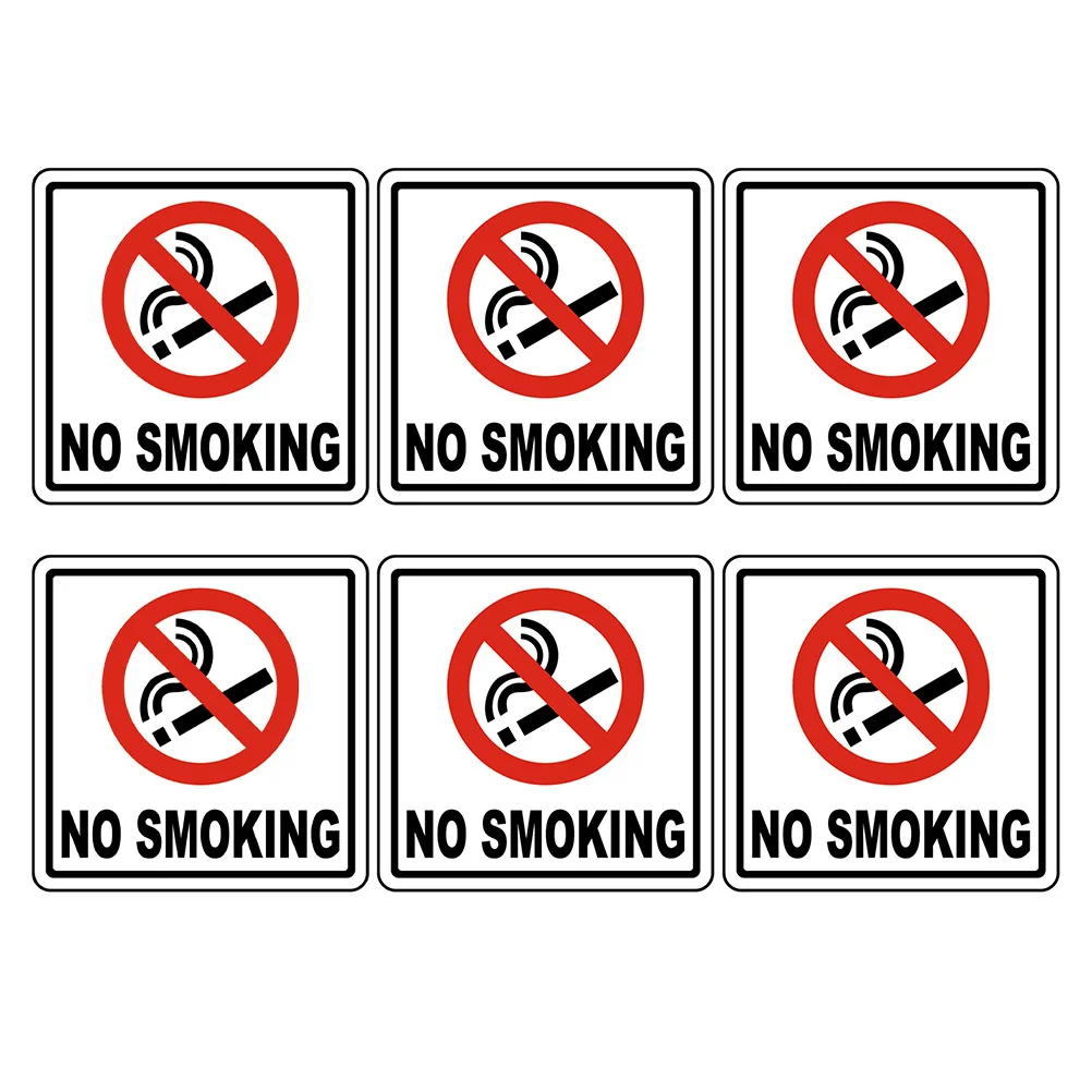 6 Stück „Rauchen verboten“-Schildaufkleber, langlebig, wasserdicht, selbstklebend, Auto-Warnaufkleber, kratzfest, kein Rauchen