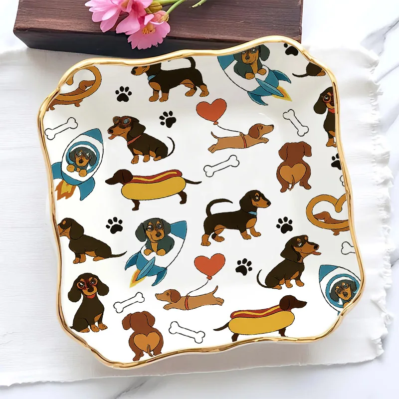 

1 шт., подарки для влюбленных таксы, узоры, обручальное кольцо, блюдо, подарок подружке невесты для женщин