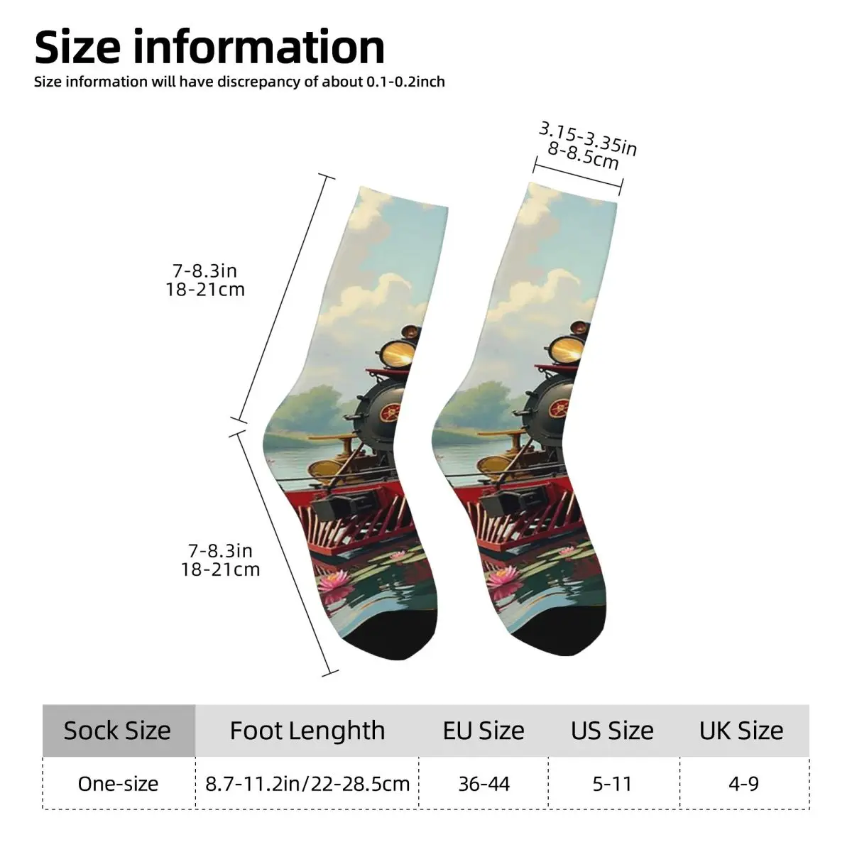 Train Reflects In The River And Water Socks Harajuku Soft Stockings All Season Long Socks for Man Woman Valentine's Day Gifts