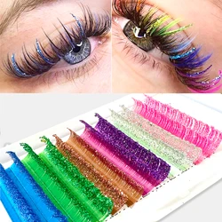 Honey Eyelash Colored Glitter Eyelash Shiny Colors Wedding Lashes DIY Glitter Eyelash Extensions Pink Purple Green Blue Lashes