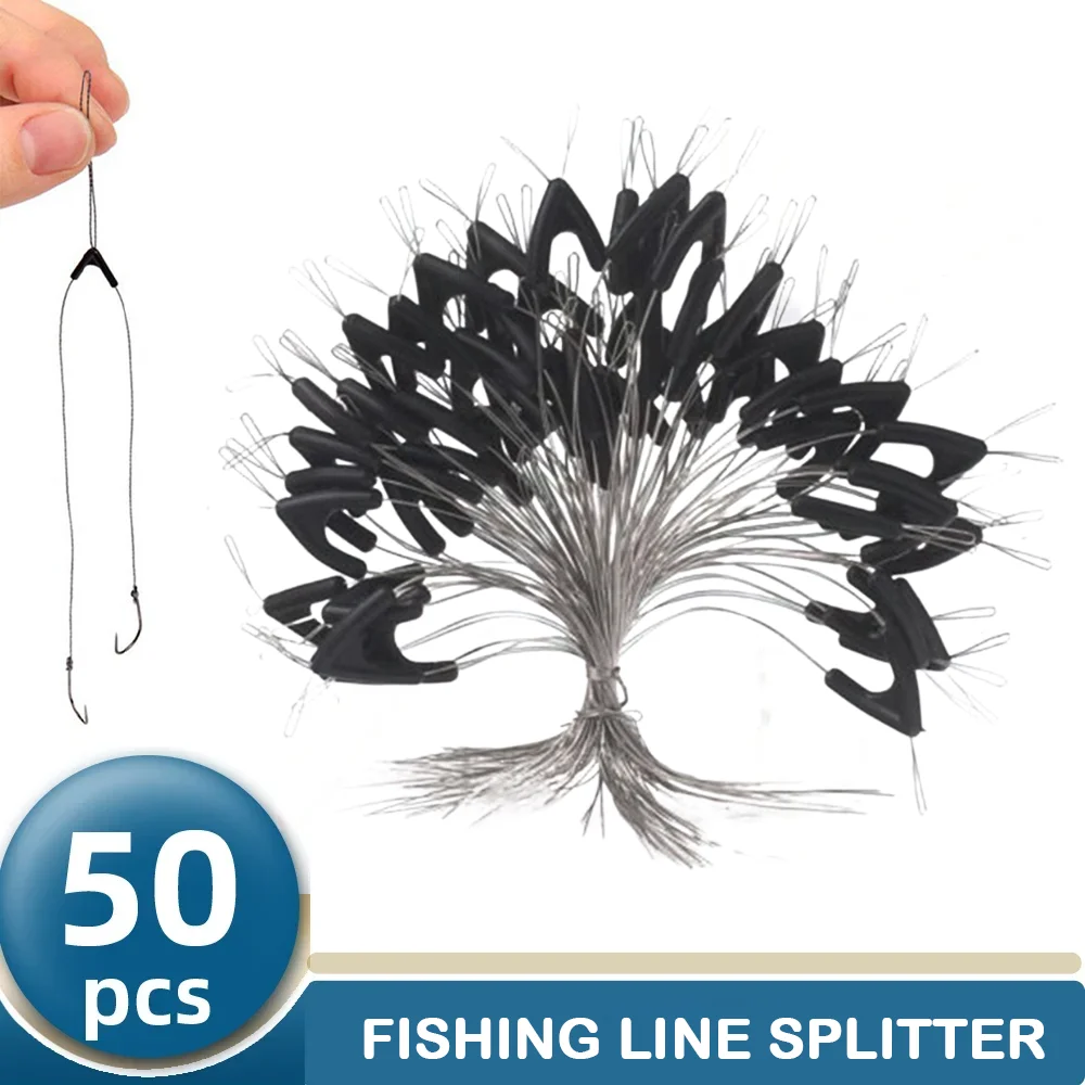 

50Pcs/Set Fishing Sub Line Splitters Black Fishhook Splitter Adjusting Anti-winding Eight Type Bifurcation Carpfish Fishing Gear