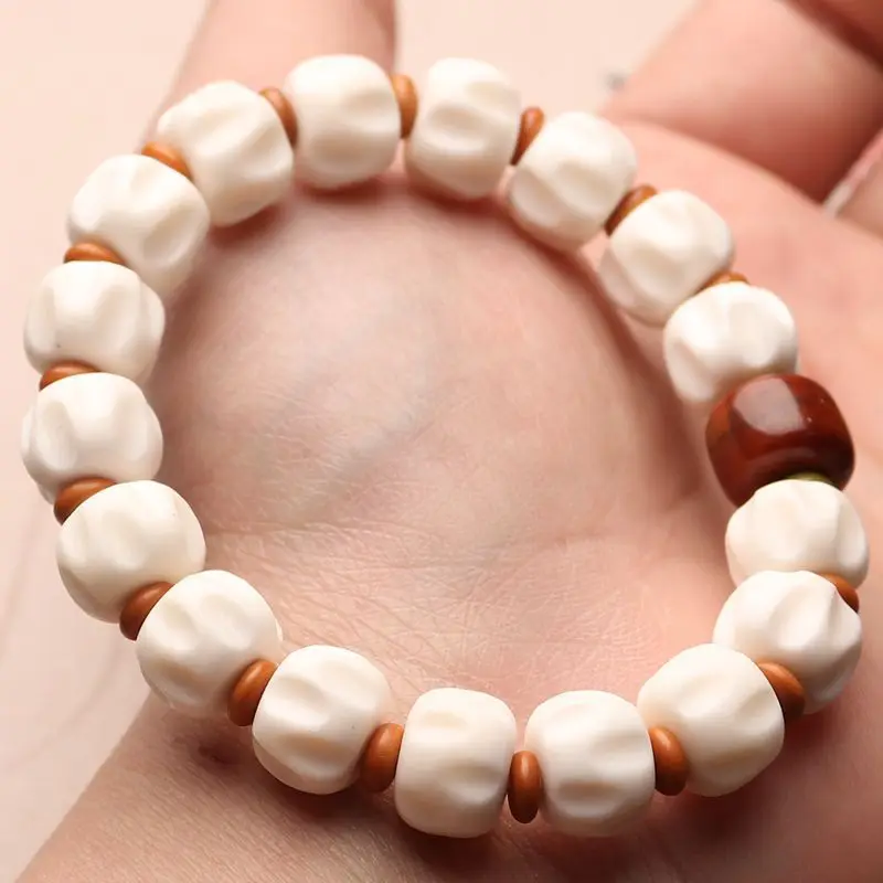 Natural antler carving passion seed strings deer bone antler bracelet literature play disc playing camel bone