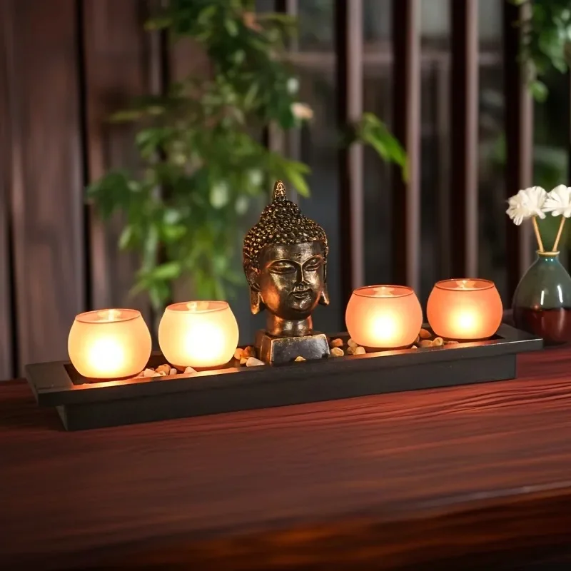 for Bodhisattva Buddha Candlestick Southeast Asia Style Household Zen Resin Crafts Ornament Cross-border Spot New