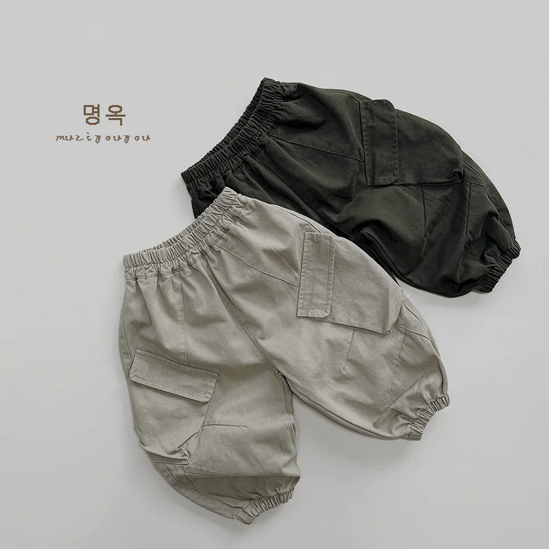 

HZMY-Trendy and Cool Style~Boys cargo pants2024Spring New Young and Little Girls Leisure Loose Wide Leg Pants Huzhou Weaving