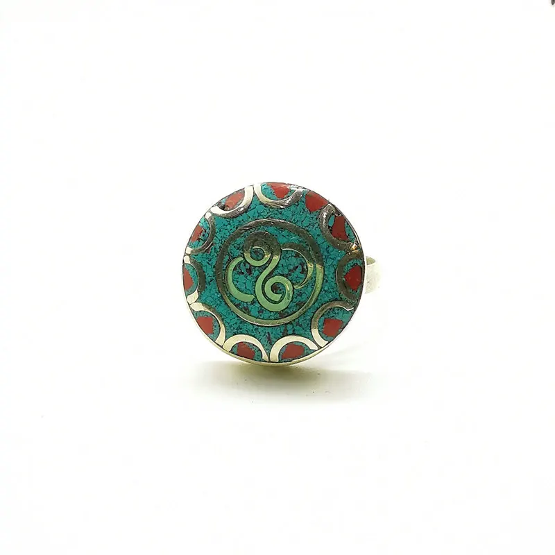 Tibetan Amulet Rings Buddha Eye OM Totem Adjustable Copper Ring For Man Woman R189