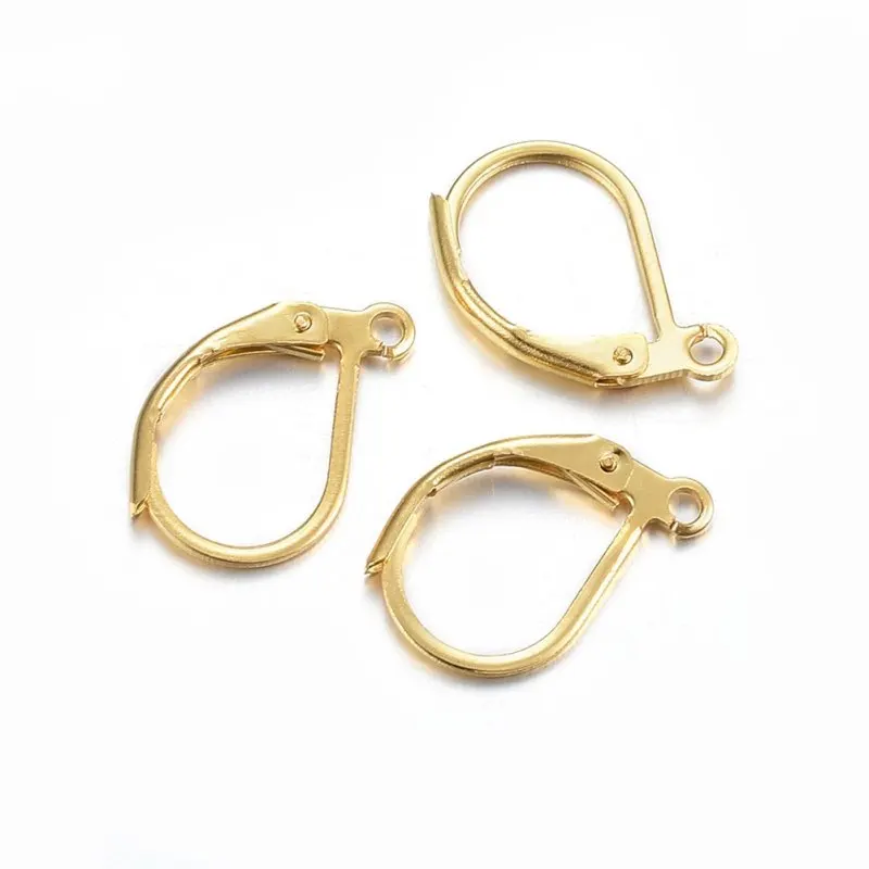 100pc 304 Stainless Steel Leverback Earring Findings Ring for DIY Material Needlework Jewellery Making  14.5x12x2mm F60