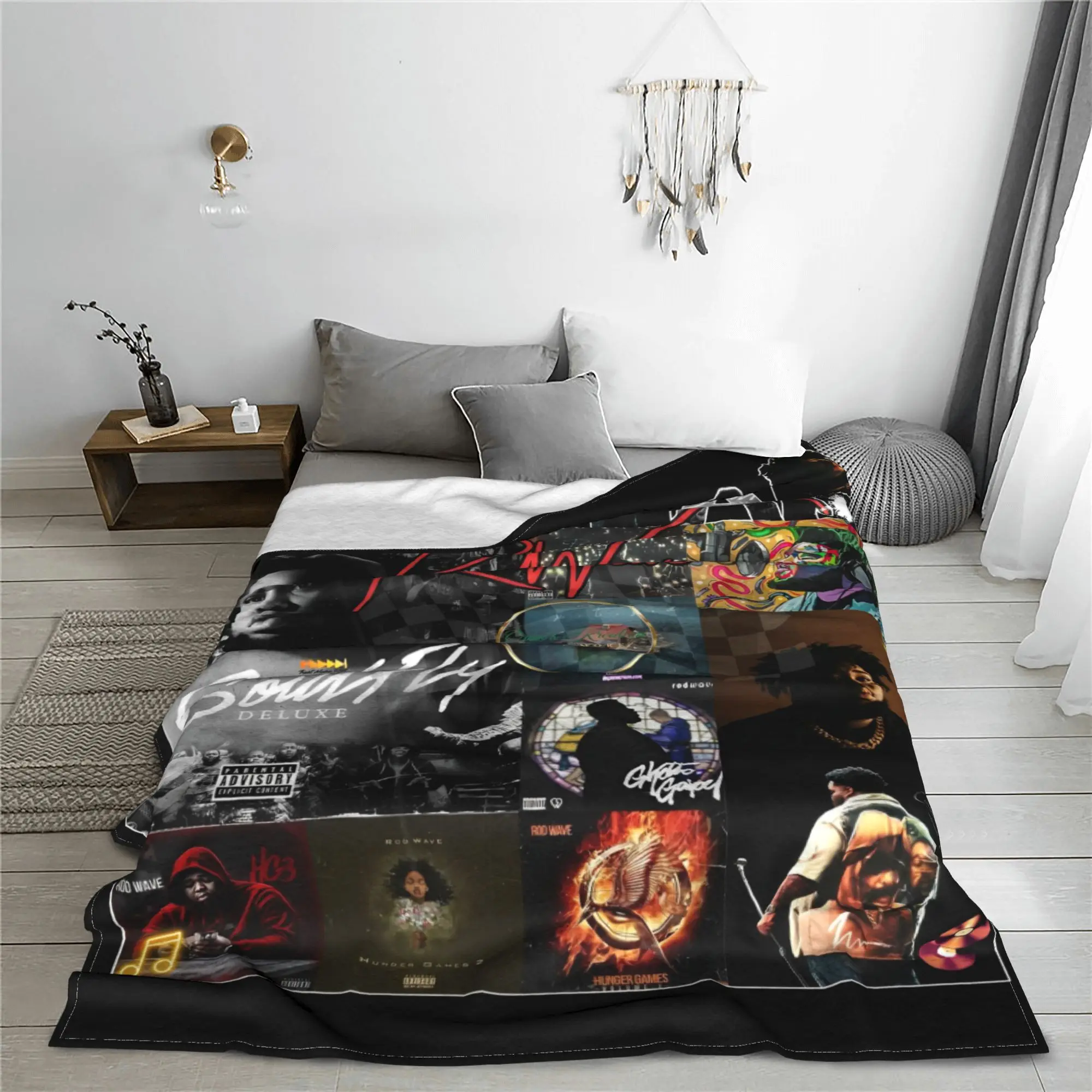 Rod Wave Hip Hop Rapper Blanket Cover Singer Last Lap Album Flannel Throw Blanket Portable Lightweight Multi-function Thin Quilt