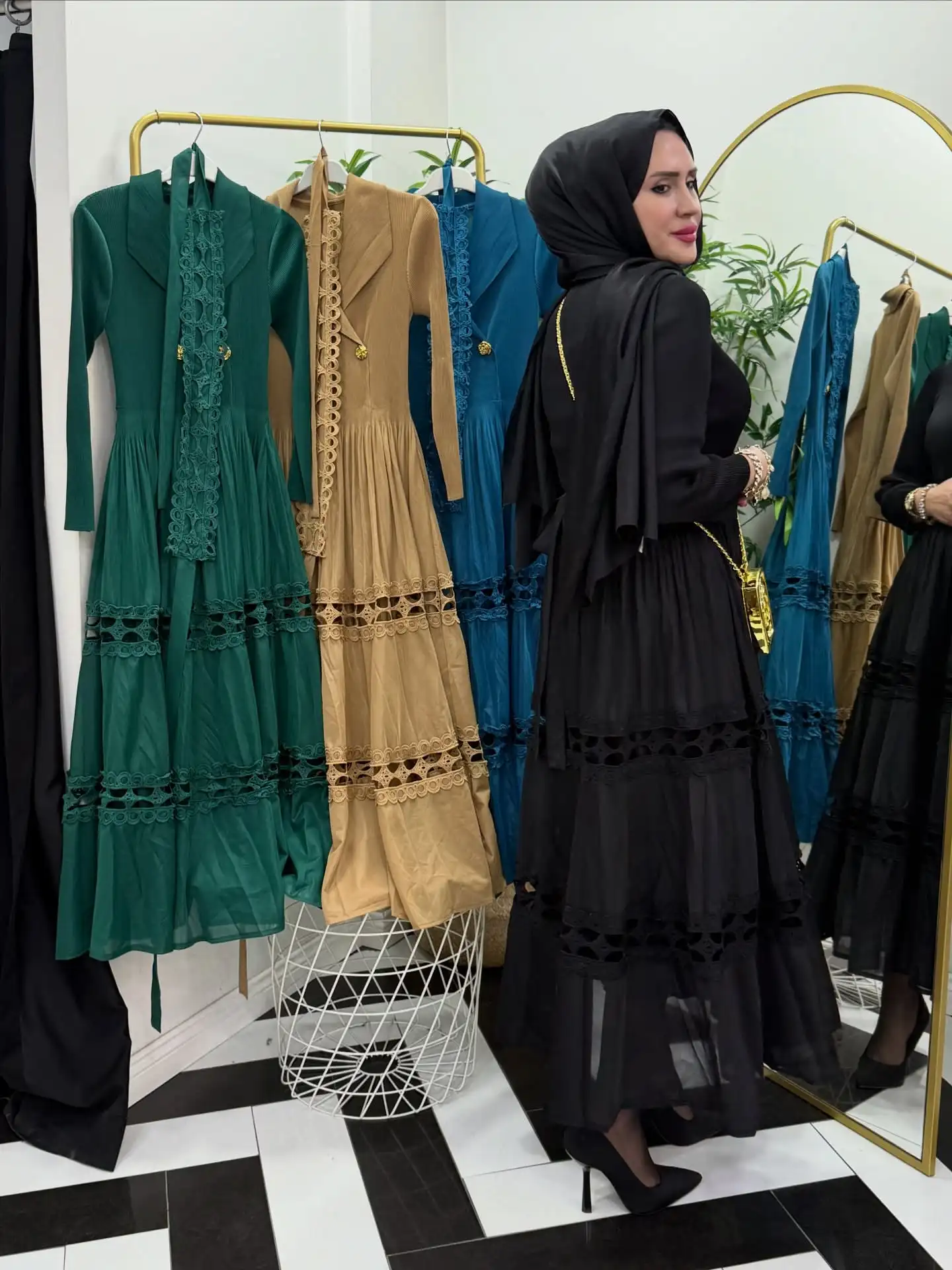 فستان EGRM لحفلات الزفاف التقليدية بطيات على شكل حرف a بدلة أنيقة بياقة نسائية فساتين تنحيف الخصر 2026 جديد 6G5973 #3