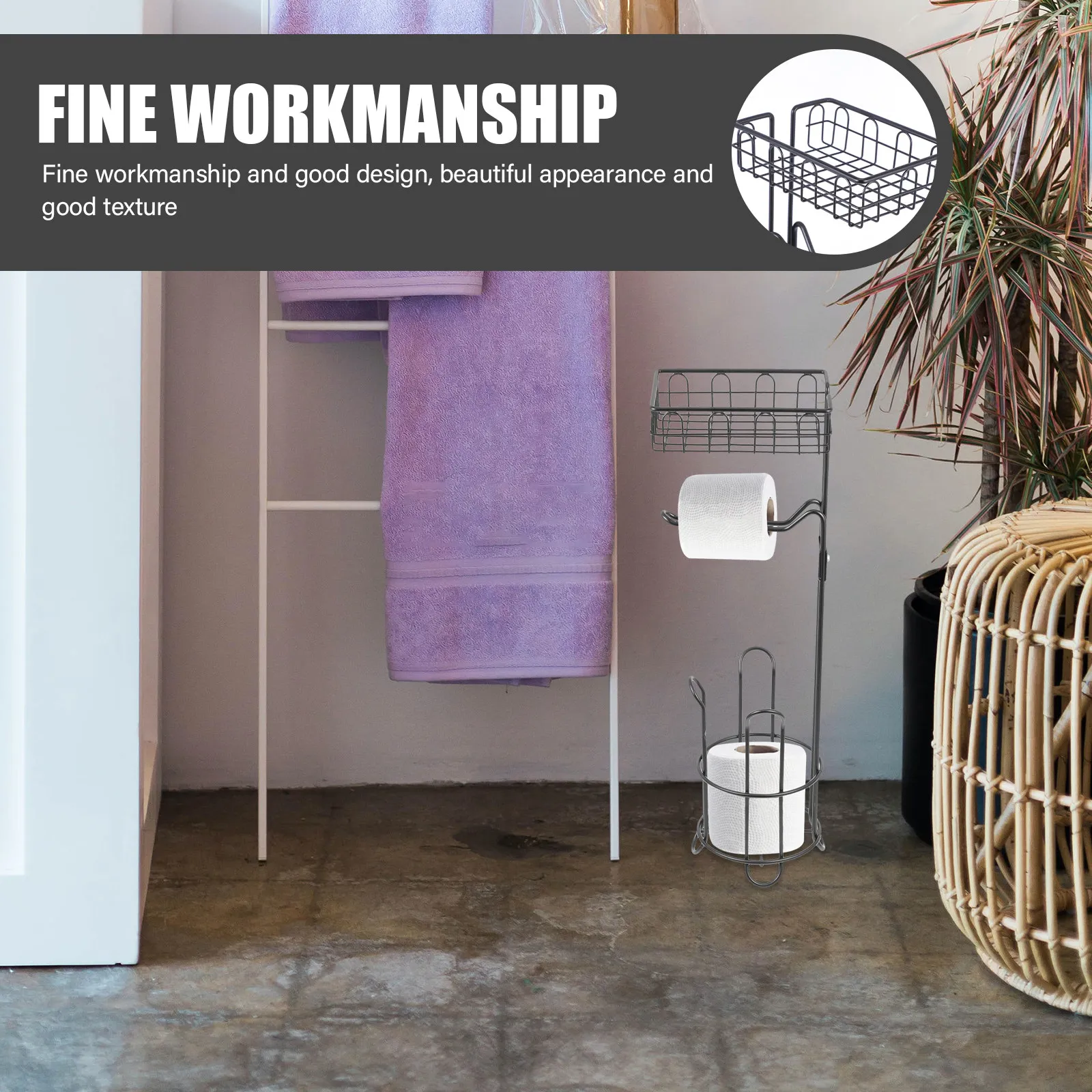

Iron Paper Rack Elegant Tissue Stand Creative Wrought Iron Roll Paper Holder Multipurpose Storage Rack for Hotel Restaurant Home