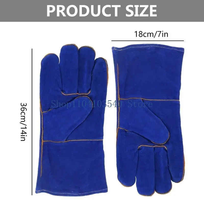 02DC قفازات اللحام قفازات مقاومة للحرارة/الحريق قفازات جلدية متينة للشواء والفرن