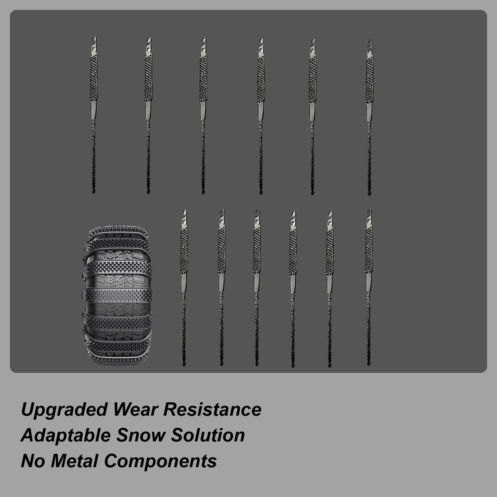 Snow Tire Chains 12 Pieces Adjustable Reusable Elastic Traction Car Wheel Tie Down Straps Chains For Tires For Cold Weather