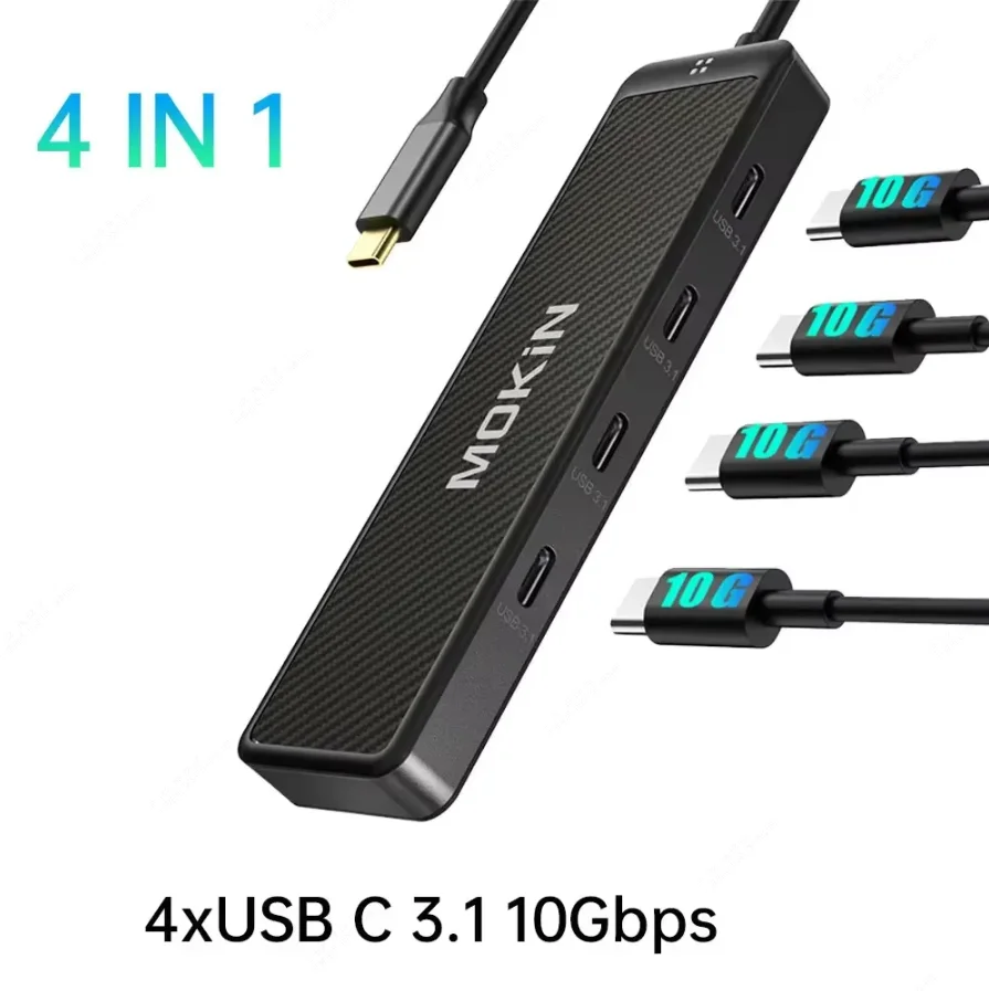 

MOKiN 4-Port USB 3.0 Hub USB C 5Gbps Data Hub with On/Off Switches USB Extension Dock for Macbook Pro PC Laptop