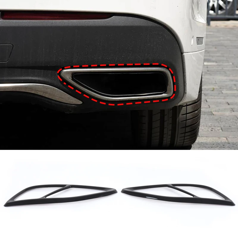 

x2 Stainless steel Car four-out tail throat exhaust frame decorative cover For Lincoln MKZ 2017-2021 Auto Accessories