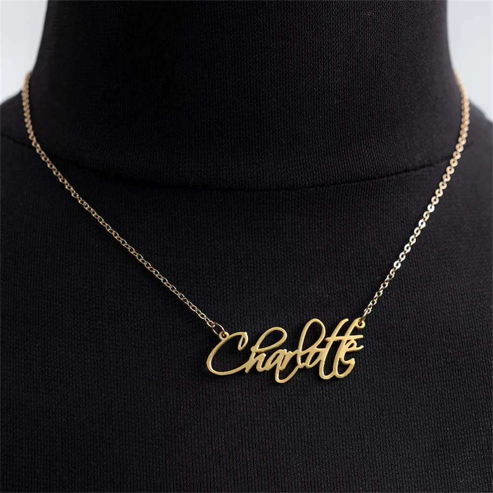 

Customized Name Necklace Personalized Handwritten Signature Necklace Women's Stainless Steel Necklace Valentine's Day Gift