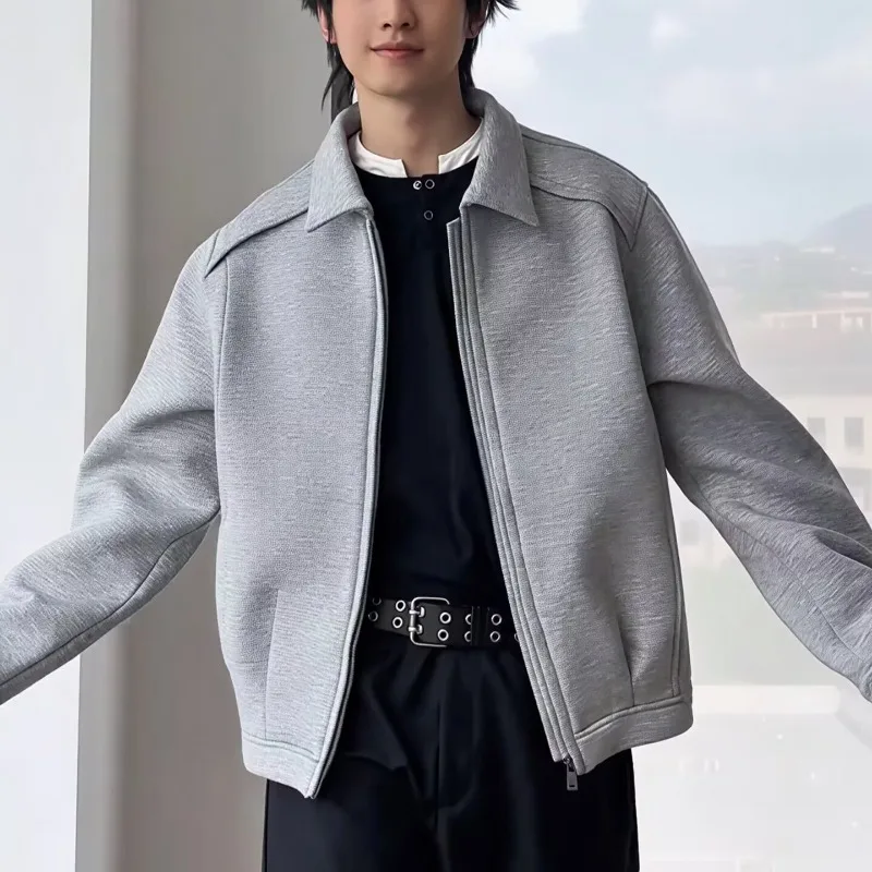 

Men's New Autumn Handsome Jacket High Street Trendy Brand New Style Loose Men's Clothing Solid Color Simple and Versatile Jacket