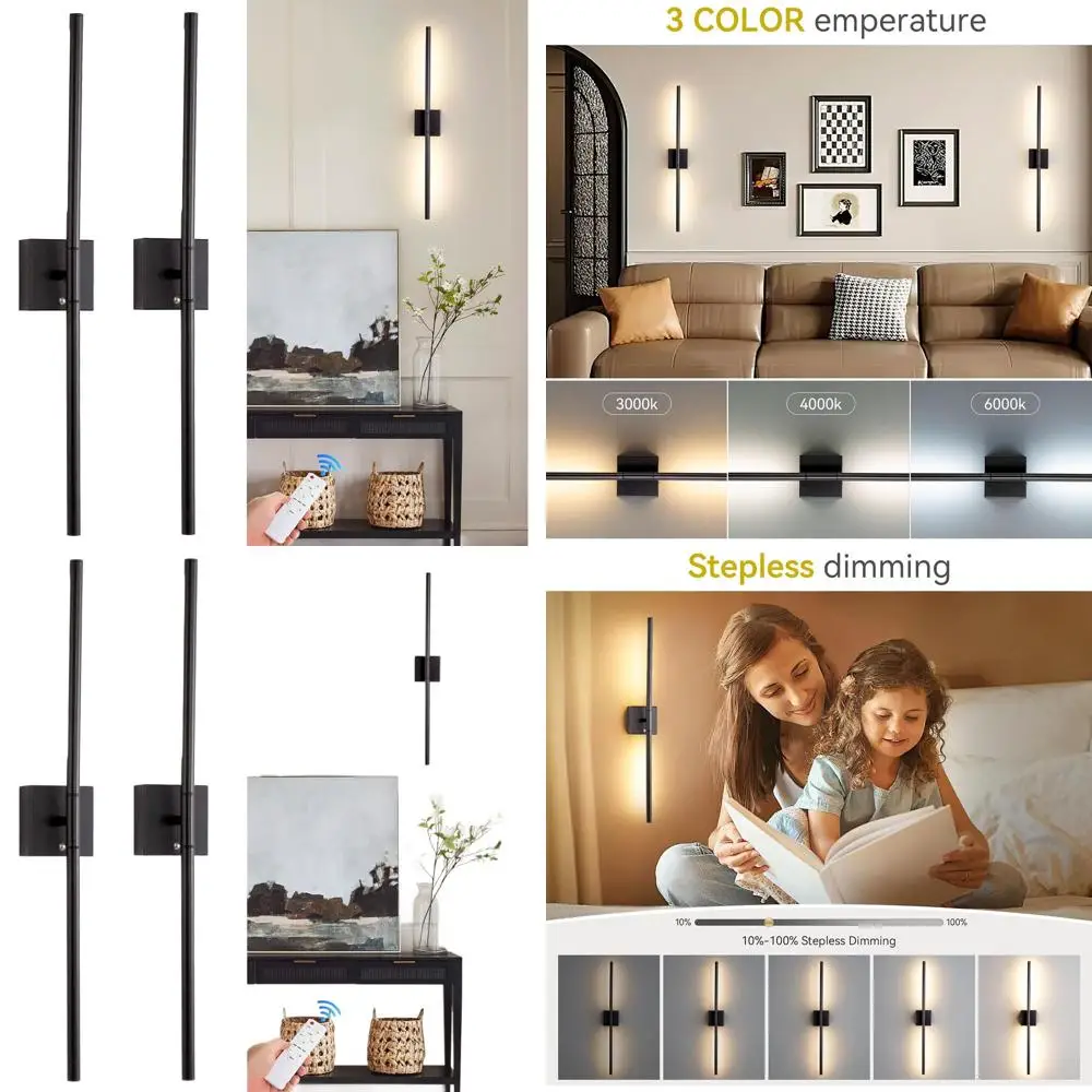 

Комплект из 2 перезаряжаемых настенных светильников с пультом ДУ, диммируемые, 3000K-6500K, 360° ° Вращающиеся светильники для спален и коридоров