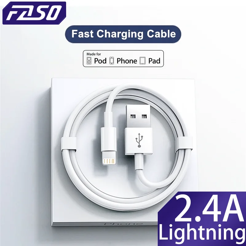 FASO Quality USB Charger Cable for iPhone 14 8 7 6S Plus 13 12 Pro XS Max XR SE Fast Charging Cord Data Sync Line 1m 2m 3m