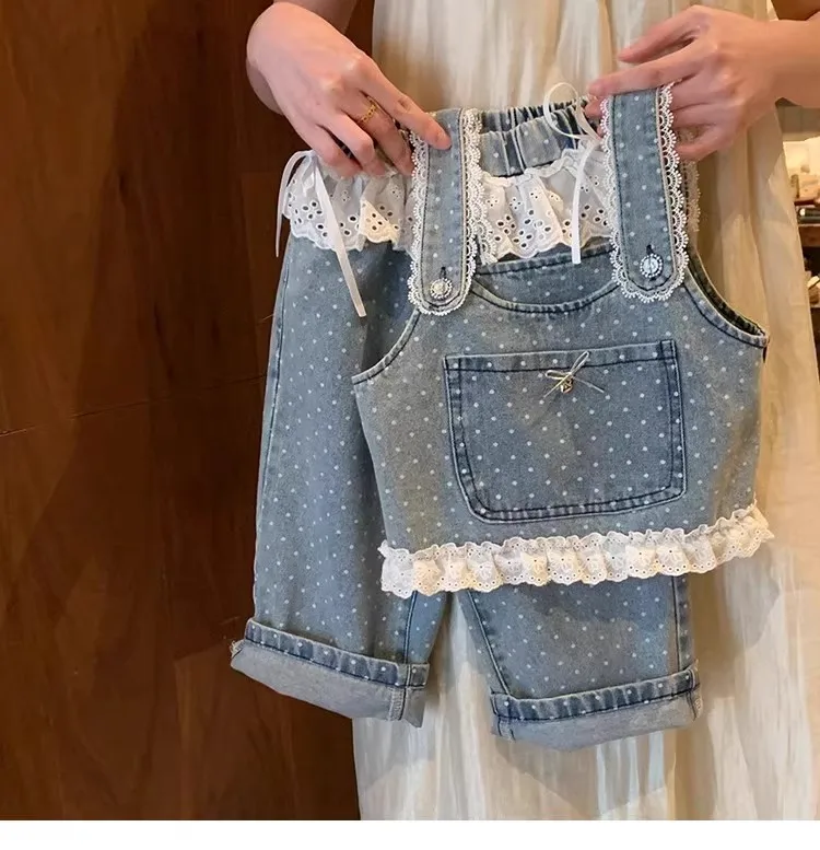 Lapel cotton shirt children's vest jeans two-piece set