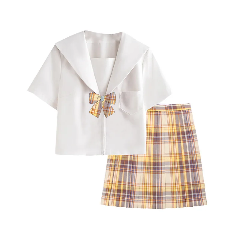 Ricamo giapponese Tre libri JK Uniforme Uniforme da marinaio Stile college Abito con gonna a pieghe stile college a maniche corte