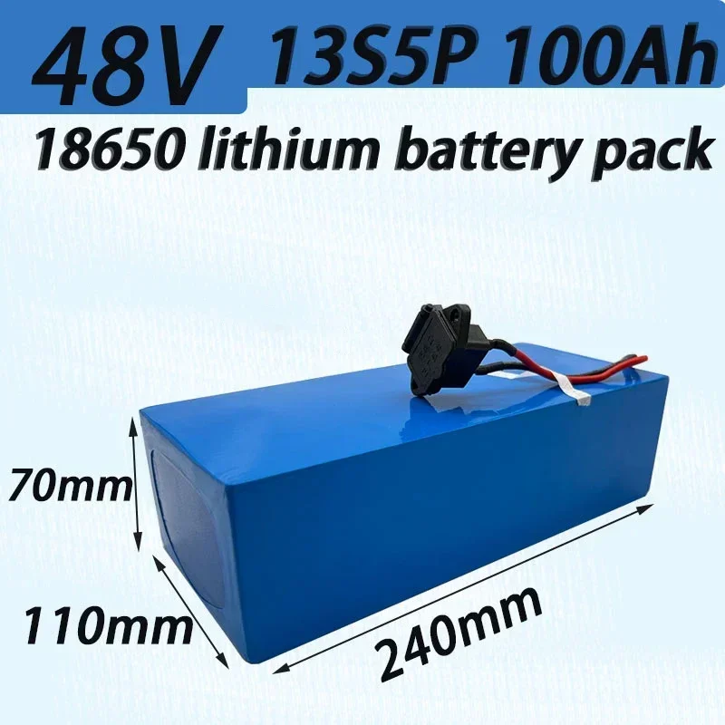 New 18650 Changde 48V 100Ah 13S5P lithium-ion battery pack 48V 100000mAh 2000W built-in 50A BMS electric scooter