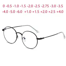-0.5 -1.0 -1.5 -2.0...-6.0 Radiation Protection Round Eyewear Women Metal Spectacles Men Optical Glasses