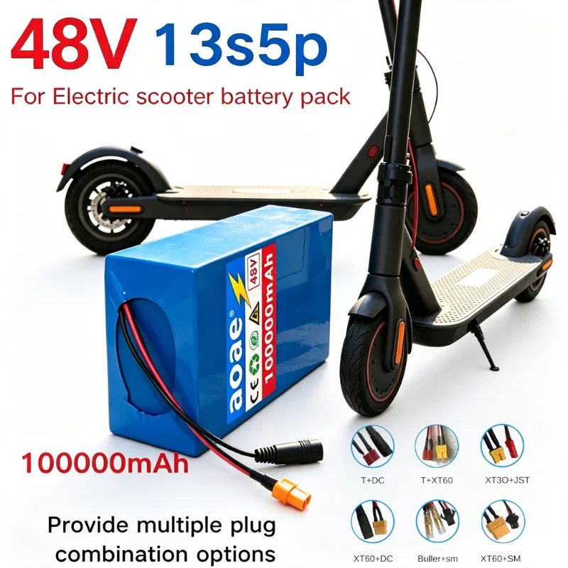 48V 13s5p lithium battery pack 100000mAh 250W-2000W Citycoco bicycle electric scooter high-power 100% 18650 battery wit