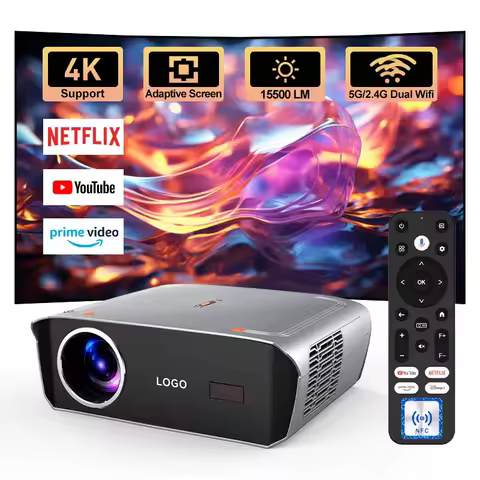 Projetor OEM de fábrica com certificação Google A9G ATV 1550ANSI Chromecast Android 11 NFC 4K LCD LED Projetor com controle remoto de voz BT