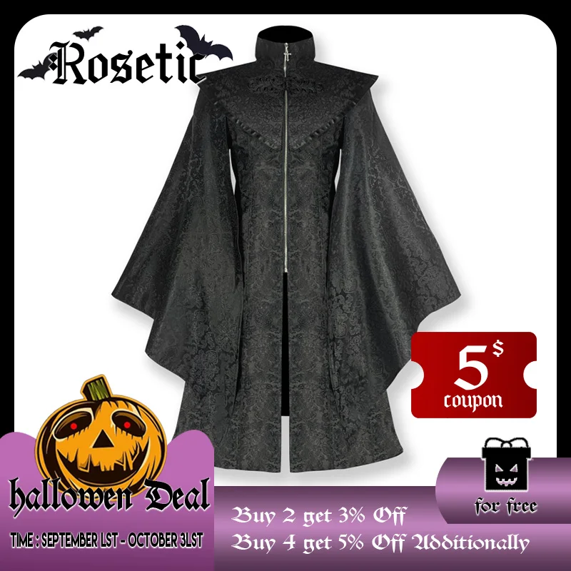 Medieval Wizard Coat Gothic Aristocratic Punk Coat Cosplay Dark Missionary