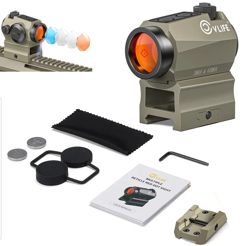 

CVLIFE с несколькими сетками и красной точкой, 1x20 мм, пробуждение движения, IPX7, водонепроницаемый, противотуманный, 50000 часов, двойное крепление для Picatinny 21 мм