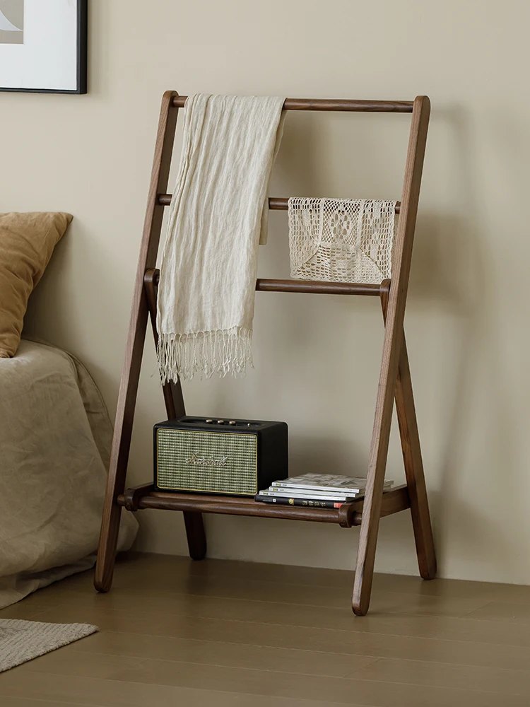 

Напольная вешалка для одежды из североамериканского черного ореха, органайзер для хранения в спальне, в скандинавском стиле, из натурального дерева