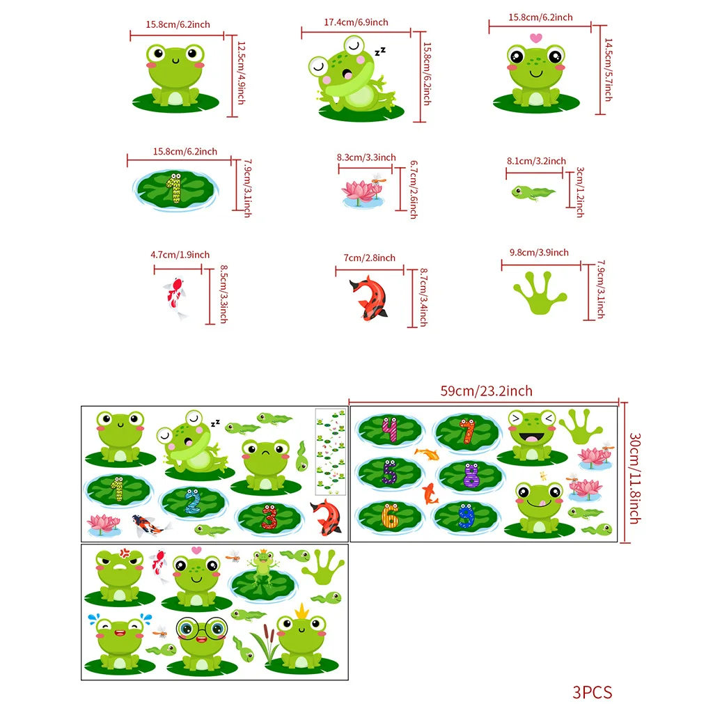 Cartoon Frog Lotus Leaf Wall Stickers For Children's Room Cute Parent-child Game Stickers Kindergarten Removable Sticker