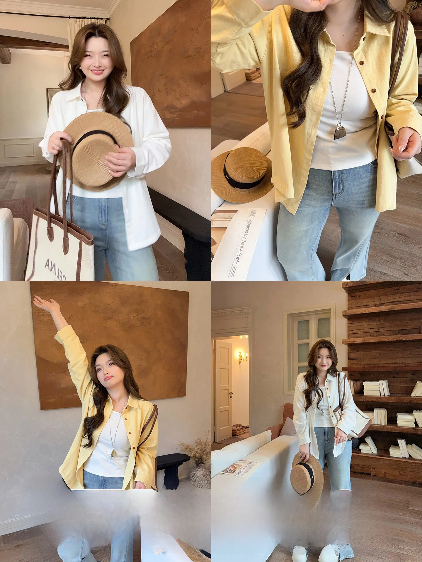 

Ms. Ying Large Size Women's Casual Cotton Shirt Korean Style Loose Fit Versatile Lemon Cheesecake Spring Fashion Ladies' Shirt