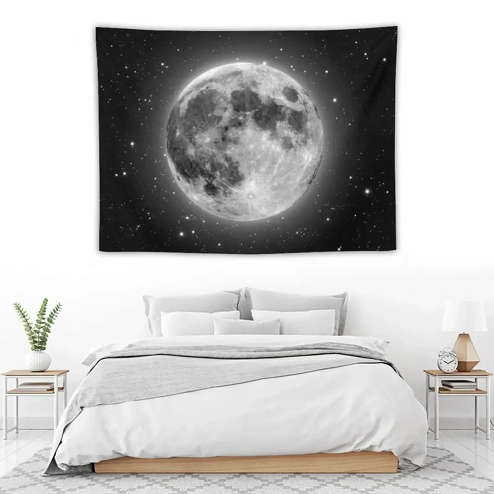 

Bright, beautiful full Moon and stars photo Tapestry Decorations For Your Bedroom Wall Mural Tapestry