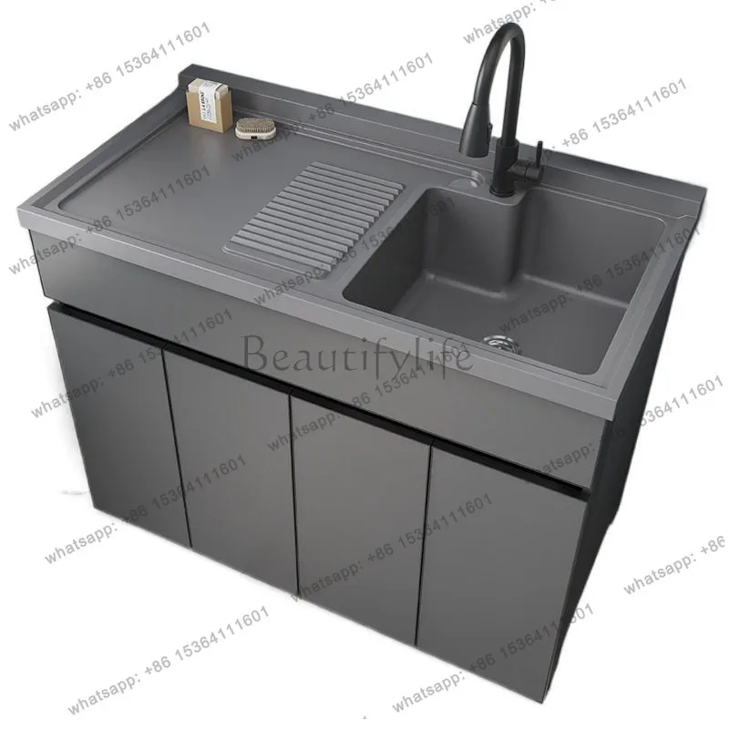 Honeycomb aluminum balcony laundry cabinet basin floor-to-ceiling washing machine with rubbing board