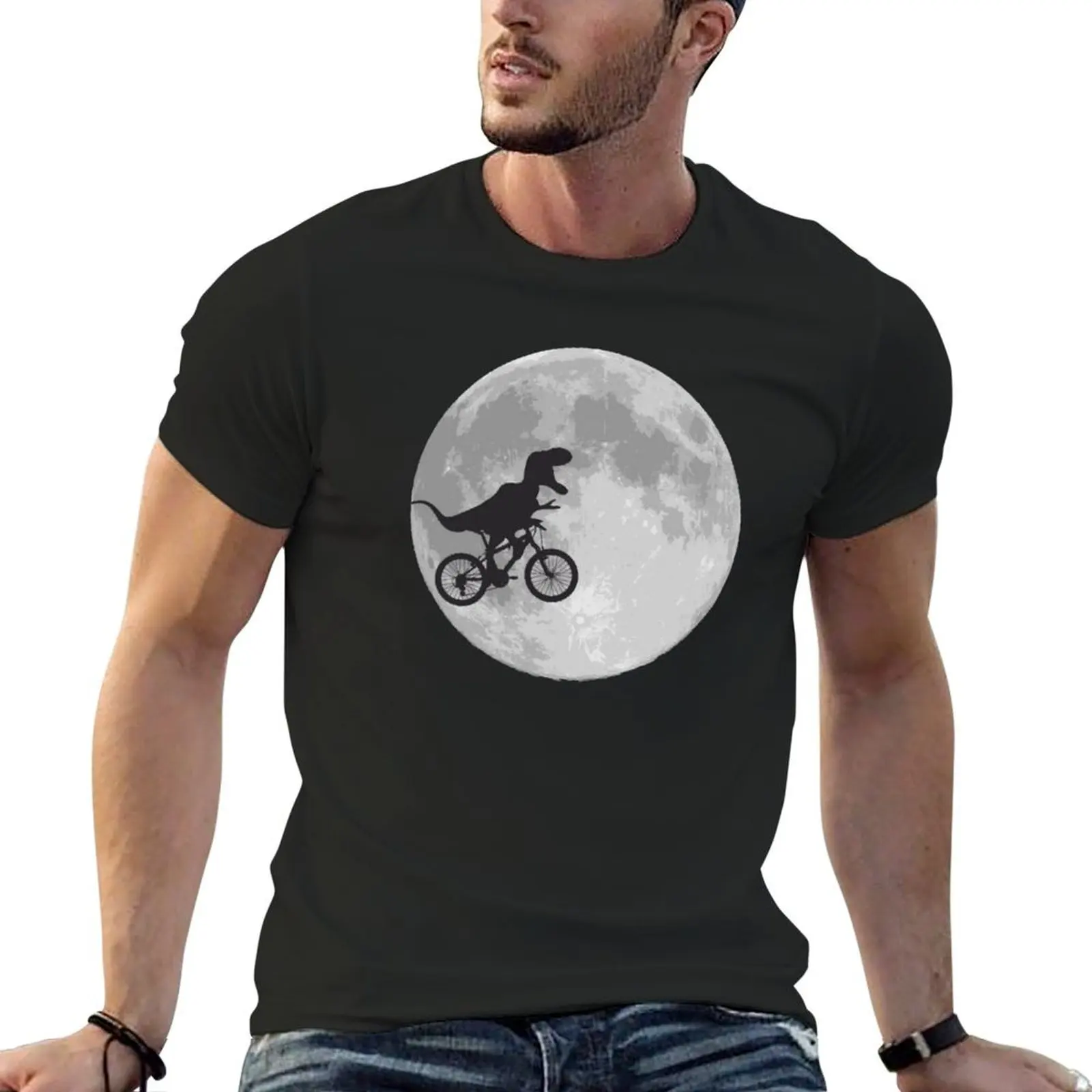 T-rex riding a bike T-Shirt shirts graphic Short sleeve tee mens big and tall t shirts