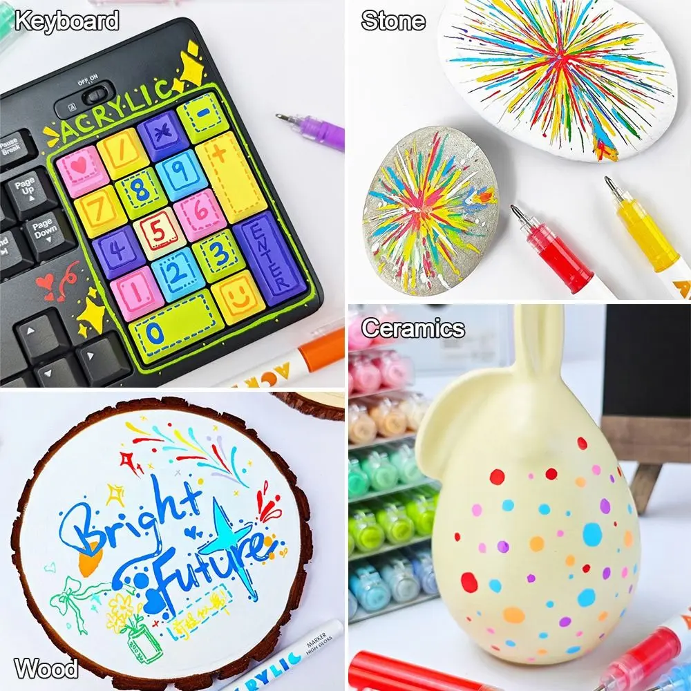 12-Colors قلم تحديد أكريليك هاردهيد التجفيف السريع الفن المائية القلم عالي اللمعان ألوان نابضة بالحياة اللوحة قلم ملون Crafts بها بنفسك الحرف