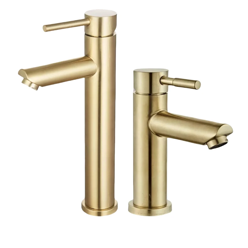 

Одиночный холодный кран, матовый золотой смеситель для раковины, смеситель для ванной комнаты, водопад, смеситель для ванной комнаты, сталь 304, нержавеющая сталь