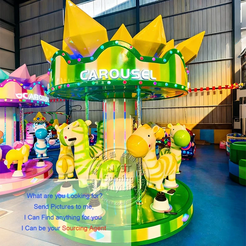 Indoor Shopping Malls Carousels Kids Coin Operated 6 Seats Merry Go Round Horse Kiddie Rides Amusement Park Arcade Game Machine